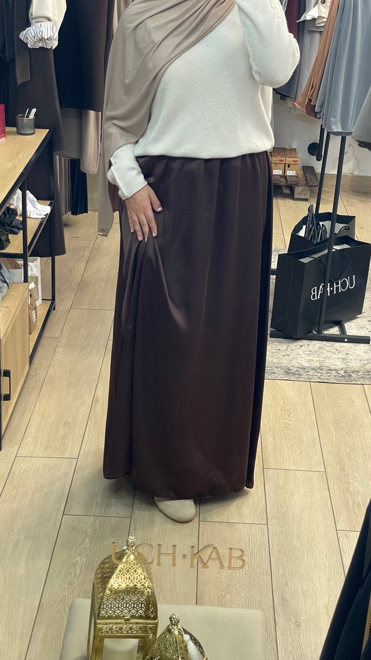 Falda saten Maxi