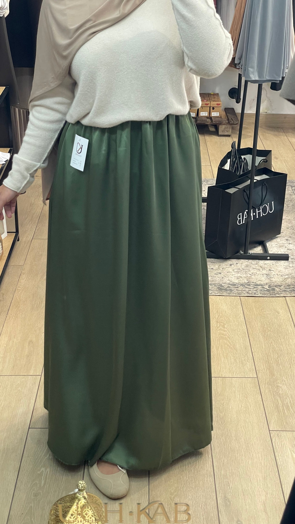 Falda saten Maxi