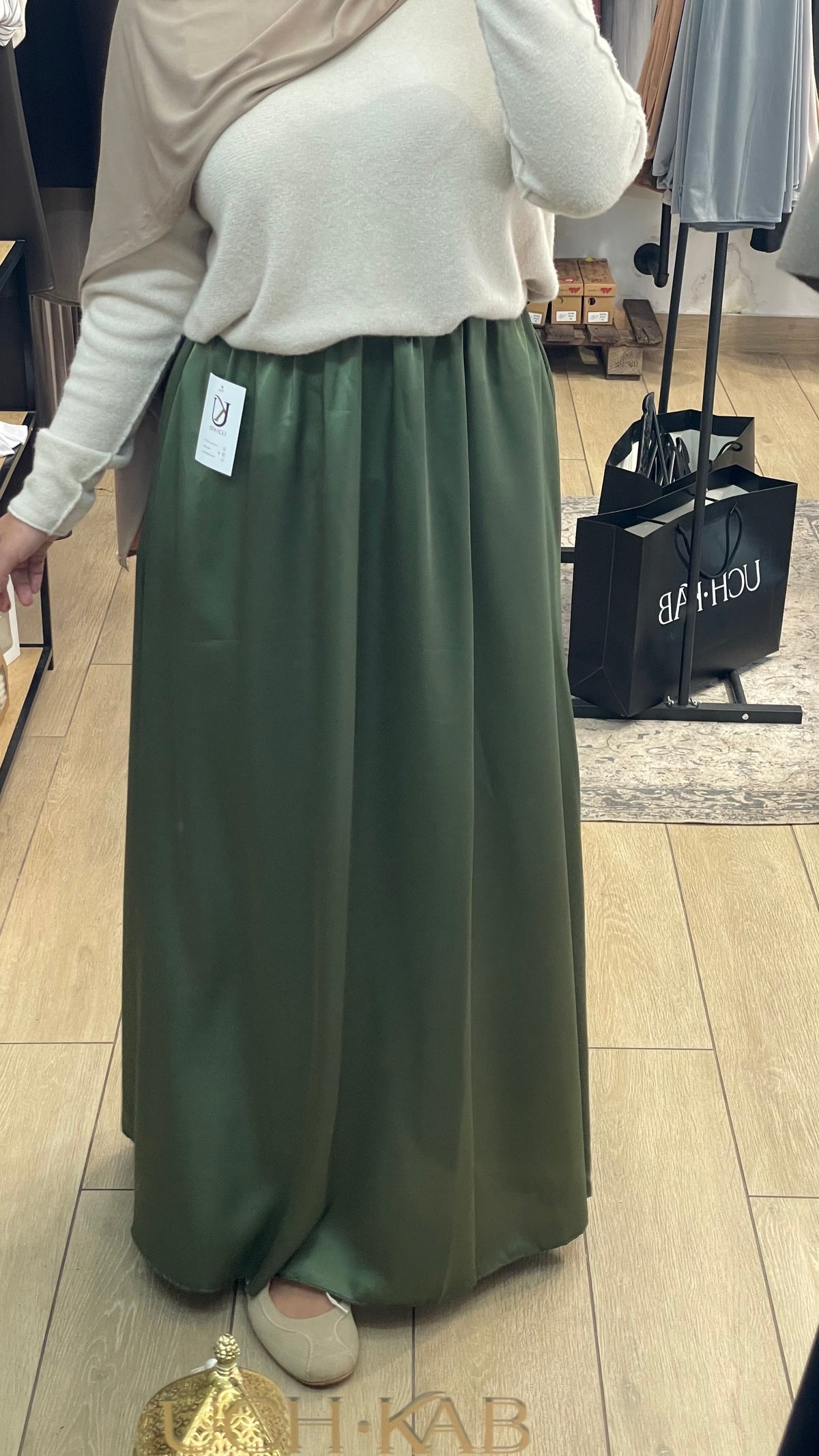 Falda saten Maxi