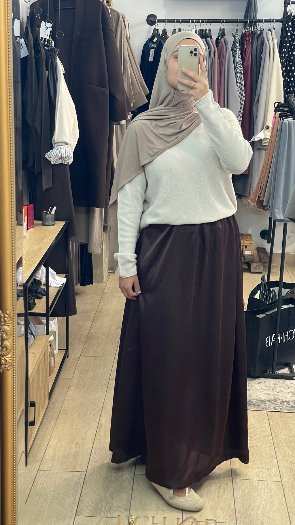Falda saten Maxi